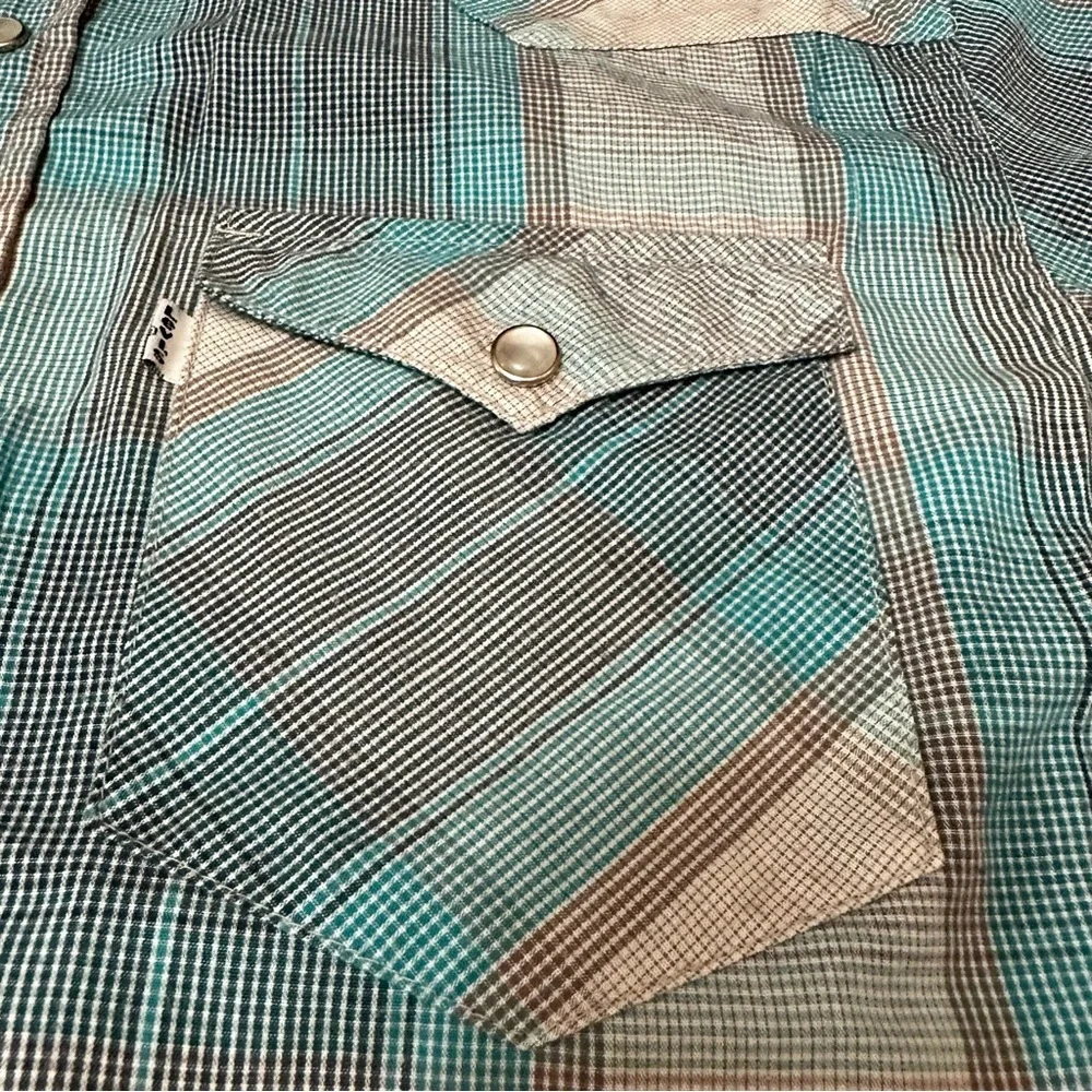 Levi's Blue and Gray Casual Pearl Snap Button Down Shirt Western Cowboy Framer